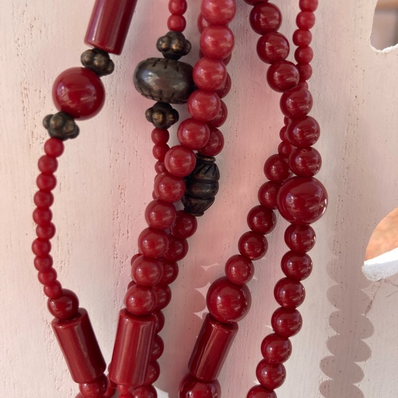 Premier Designs Faux Red Jasper Necklace 6 strand 18” vintage - Picture 5 of 6